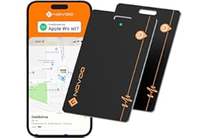 NOVOO Dünne Geldbörsen Tracker Wiederaufladbarer 2er Pack Air Tag Karte mit Apple Find My (nur iOS) Smart Bluetooth Geldbörsenfinder IP68 Wasserdicht SmartTag Card kompatibel für Wallet, Gepäck