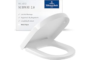 Villeroy & Boch WC-Sitz Subway 2.0 - Toilettendeckel Weiß mit QuickRelease - WC-Deckel abnehmbar - Toilettensitz aus robustem Duroplast - Extra breiter Klodeckel D-Form - Original Ersatzteil