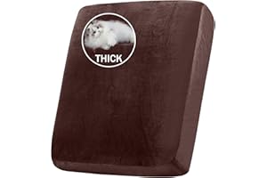 BXFUL Stretch Velvet Sofa Seat Cushion Cover, Removable Sofa Couch Covers with Elastic Bottom, Washable Furniture Slipcovers Protector for Kids and Pets (Large 1-Seater,Brown)