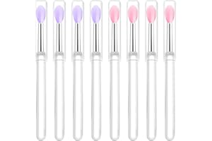 Unaone Silikon Lippenbürsten 8 Stück,Lippenstift Stab Applikator,Lippenpinsel mit EVA Tasche,Silikon Lipgloss Pinsel,Concealer Lippenapplikator Lippenpinsel für Kosmetik Peeling-Bürste,Rosa&Lila