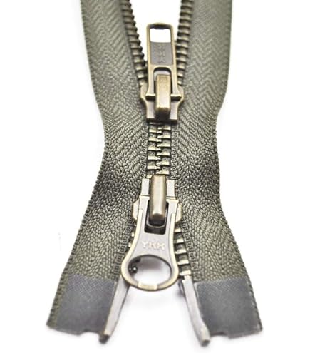 YKK Reißverschluss 2-Wege Teilbar – Olivgrün, 70 Cm, Metallzähne, Für Jacken & Taschen