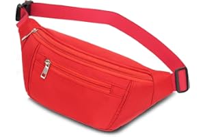 RIDIRUN Bumbags Waist Fanny Packs for Men Women, Fashion Bum Bag with Adjustable Belt for Sport Running Hiking Jogging Travel Cycling Walking Dog Boys Ladies ect (Red)