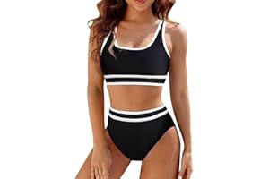Mayoii 2 Piece Swimsuit for Women Bikini Set High Waisted Bottom Padded Push Up Top Tummy Control Swimwear Swimming Costumes Bathing Suit