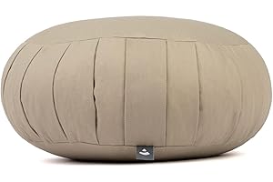 ‎BODHI Bodhi Meditationskissen Zafu ECO | Klassisches Traditionelles Yogakissen Rund mit Dehnfalten | Bezug aus 100% Bio-Baumwolle | Hohes Yoga Sitzkissen mit Bio Dinkelfüllung | Sitzhöhe 19 cm
