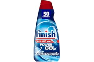 Finish All in 1 Max Power Gel Brillo & Protección Detergente Gel para el Lavavajilla, 50 dosis