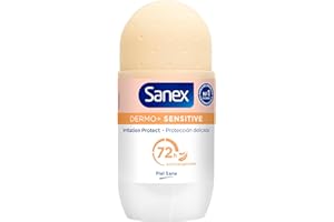 Sanex Dermo+ Sensitive Desodorante Antitranspirante Roll-On 72 Horas 50ml–protección eficaz contra el sudor y el mal olor–dermatológicamente testado – contiene 0% alcohol* – suave con la piel sensible