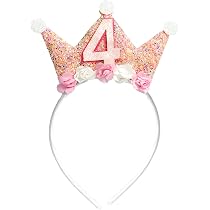 Süße Rosa Glitzer-Geburtstagskrone Für 4-jährige Mädchen – Perfektes Geschenk Zum 4. Geburtstag