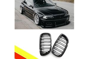 POETRYXIAO Griglia radiatore Rene Nero Lucido Doppio Ponte per BMW Serie 3 E46 4 Porte 2002-2005,Adatto per BMW Tuning