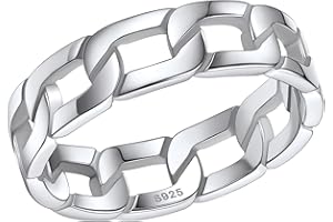 PROSILVER Anillos de Banda con Cadenas Cubanas/Trenzadas, Plata de Primera Ley, Anillo de Amistad Compromiso Boda (Tallas 7-27)