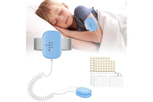 AFENAU Alarme d'énurésie du lit pour enfants, avec son fort et fortes vibrations, rechargeable par USB, alarme d'énurésie au lit pour garçons et filles, bleu