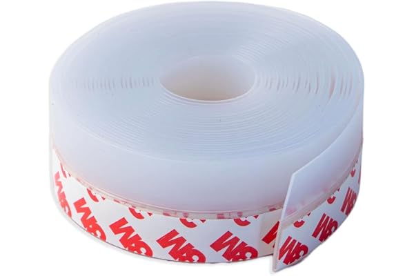 Dpm Tapes - Burlete Bajo Puerta de Silicona con Adhesivo 3M, Junta Recortable Anticorrientes para puertas, ventanas y mamparas compatibles, 35 mm x 5 m, Transparente