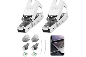 COALWOP Conector RJ45 Cat 8 para Cables de Montaje Rígido, Instalación Sin Herramientas, 40 Gbit/s, Ancho de Banda de 2000 MHz, Paquete de 2, para Ethernet, LAN, DSL y Cables de Conexión