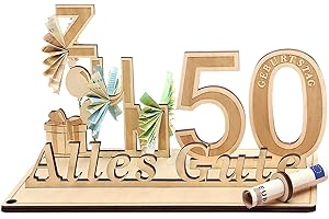 Giftota Geldgeschenke Geburtstag 50, Geschenke zum 50.Geburtstag Mann Frau, 50.Geschenke aus Holz Dekoration