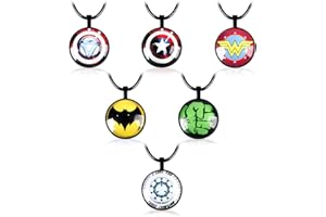 yumcute Halskette Anime,6 Stück Superhelden Halskette Schmuck Spider Hero Anhänger Cartoon Halskette Schmuck Geschenk für Jungen Mädchen Anime Fan