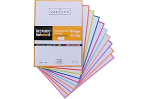UNIPAPEL 53392499. Recambio 160 Hojas A4, 10 Bandas Color, Cuadrícula 5x5, 90g, Papyrus - Unicolor 10