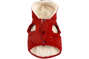 JoyDaog - Sudadera con capucha para perro con forro polar cálido en invierno, chaqueta con capucha para perros pequeños, color rojo, talla XXXL