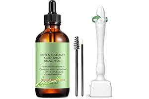 DR.STAMP Huile de romarin et tampon dermique pour la croissance des cheveux | Pour le cuir chevelu, le visage et le corps | Tampon microneedle ajustable | Les huiles essentielles extraites de plantes naturelle