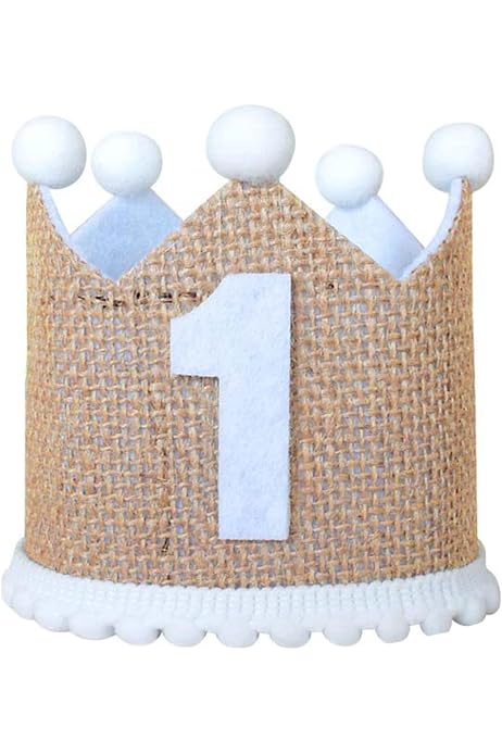 Couronne 1er Anniversaire Bébé En Feutre Premium - Avec Bande élastique Ajustable, Décoration Mignonne Pour Fête, Photo, Garçon Ou Fille (Marron) - 4