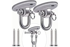 SELEWARE 2 Piezas de 2000 LB de Capacidad de Acero Inoxidable Colgadores de Columpio de 180 °, Ganchos de Columpio de Alta Resistencia para Techo de concreto de Madera, herrajes para Colgar