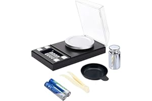 tooloflife Balance numérique au milligramme 50/0,001 g - Avec mini écran LCD - Balance à bijoux avec poids d'étalonnage et pinces - Plateau de pesée