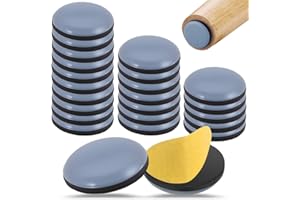 DHISPERARES 24 Piezas Deslizadores para Muebles Pesados,ø 30 Mm Furniture Sliders Teflon Adhesivo Deslizante,Almohadillas de Teflón para Patas,Guías Autoadhesivas para Sillas Redondas Protección Suelo de Sus