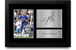 HWC Trading Eden Hazard Eller Undertecknat Tryckt Autograf Gåvor Foto Minnessaker Display - A4 Inramade