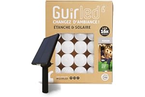 GuirLED - Guirlande d'extérieur boules lumineuses Guinguette LED - Étanche IP55 - Panneau solaire haut rendement - ON/OFF automatique - 16 boules 3m - Flocon