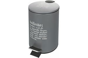 Villa d'Este Home Tivoli Victionary Toilette Pattumiera 3 lt grigia in plastica, Grigio