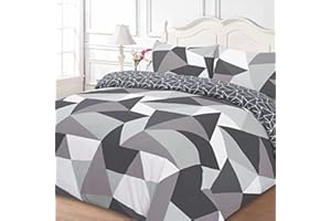 Dreamscene – Copripiumino Matrimoniale in policotone con federa per letto super king, forme: Nero