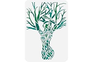 FINGERINSPIRE Tree of Life Painting Large Stencil 21x29.7cm PET Character Spraying Big Stencil Reusable Minimalist Line Art Woman Pattern Wall Stencil Goddess Tree Stencil Tree in Human Shape Template