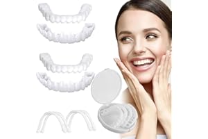 DVONE 2 Coppie Faccette Denti Finti, Istantanee Sorriso Dentiera Cosmetici Superiore e Inferiore per Uomini e Donne Copertura di Denti Imperfetti