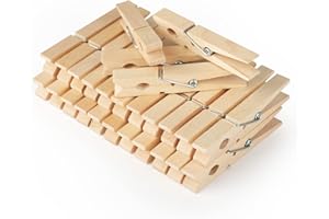 jijAcraft 100PCS Wooden Pegs 7.2CM: Clothes Pegs for Washing Line, Wooden Washing Peg for Arts and DIY Crafts, Strong Laundry Peg for Hanging Photo, Socks, Baby Clothes, Outdoor Indoor