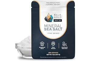 Baja Gold Mineral Sea Salt – Fine Grind – Unrefined, Mineral-Rich & Low in Sodium – 100% Natural, No Additives – Perfect for Seasoning, Cooking & Baking, Available in 454g