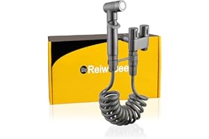 REIWOSEE Grifo Bidet Para Wc, Duchas Higienicas Para wc, Bidet Taps con Mangueras Telescópicas de 2 m y Pulverizador de Válvula de Doble Control, Para Lavado de Inodoros, Higiene Personal, Baño de Mascotas.