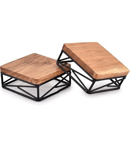Présentoir Carré En Bois Noir 20x20x1.85 Cm - Style Minimaliste - Pour Bijoux, Figurines, Objets De Collection