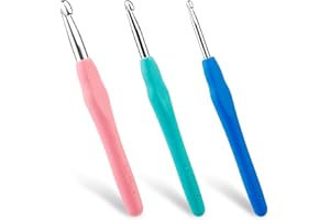 Doxiru Häkelnadel-Set, 3 Größen 4,0 mm, 5,5 mm, 8,0 mm, Stricknadel für Anfänger und Farbe, weicher Griff, glatte Stricknadel, DIY-Strickset zum Stricken von Pullovern, Schals und Mützen