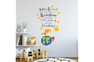 kina - UVB00524 | Adesivi Murali | Aforismi Bambini | Picolo Principe | PVC Trasparente | Decorazione Parete | Cameretta | Misura 2 Fogli 40x30 cm