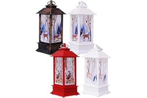 Lanterne di Natale,Biluer 4 Pezzi Lanterna di Natale Vintage Lanterne di Natale Decorative Lanterna di Natale a LED Natale Cervo Babbo Natale Pupazzo di Neve per La Decorazione di Natale All'aperto