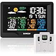 Qxmcov Weather Station Wireless with 3 Sensors, Digital Large LCD Screen Thermometer, Weather Station with Weather Forecast, Temperature, Humidity, Alarm Clock