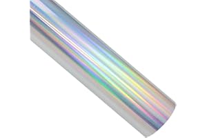 SWINTENG Holographic Heat Transfer Vinyl Roll 30.5x152cm HTV Spectrum Silver Rainbow Color Iron on Vinyl for DIY T-Shirts or Fabrics, Arts and Crafts (Holographic Silver)