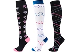 Zingso Skarpety uciskowe dla mężczyzn i kobiet, 3 pary 20-25 mmHg, pończochy uciskowe, do biegania, podróży, lotu, pielęgniarki, ciąży, sportu