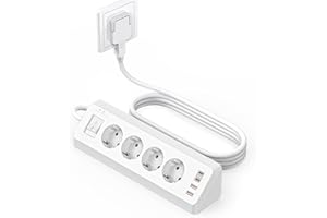 SUDEERY – Listwa z 4 gniazdami z USB C (PD 20 W), listwa zasilająca z 4 gniazdami z USB i przełącznikiem, ochrona przeciwprzepięciowa z kablem 2 m, do kuchni (biała)