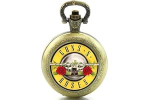 Cymru Apparel Gift Boxed Guns N Roses Rock Band Quartz Pocket/Necklace Watch