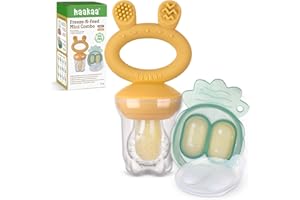 Haakaa Baby Obst Nahrung Futterautomat & Mini-Gefrierschrank Knabbern Tablett-Kombination, BPA- Muttermilch-Popsicle-Formen für die sichere Selbstfütterung von Säuglingen, 4 Monate+ (Gelb)