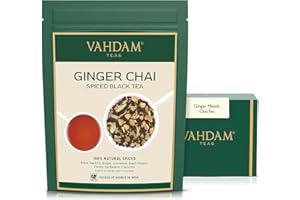VAHDAM, Ginger Masala Chai Tea (50 cups, 100 gm) Authentic Indian Ginger Tea | Spiced Chai Tea Loose Leaf | Brew Hot Tea, Iced Tea Or Chai Latte | Vacuum Sealed Pack