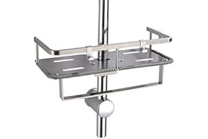 PHASAT Porte Savon Barre de Douche,Etagère de Salle de Bain en Acier Inoxydable sans Perçage Convient pour Barre de Douche de Diamètre de 19-25 mm