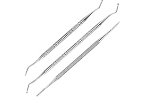 HOLEMZ Nagelfeile Eckenheber Doppelseitige Nagelheber Werkzeug Edelstahl Professionelle Set mit Gerade Gebogen Enden für Maniküre Pediküre Podologen Multifunktional 3 Stück