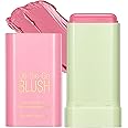 Lipstick Blusher Stick, 3 in 1 Cream Blush for Lip Cheek Eye, Waterproof Lightweight Blush Stick, Cream Bronzer Cream Blusher Moisturize and Buildable Blush for Makeup, Pink