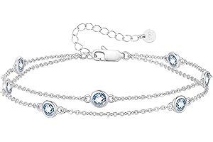 LOUISA SECRET Femmes bracelet stratifié Pierre de roulement pendentif femmes fille double chaîne 925 bracelet en argent sterling, cadeau d'anniversaire de Noël pour la mère de la petite amie
