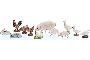 Moranduzzo 12 Animales de Corral para Belén de 10 Cm Escala 1:20 - Figuras de Belén Indestructibles - Pintura Acabada a Mano, Producto Oficial, Escultor M. Landi